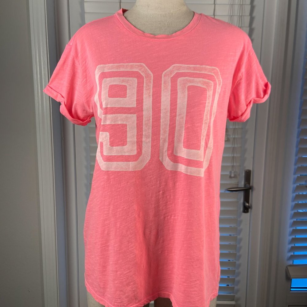 Lucky Brand Neon Pink Crew Neck Graphic Tee